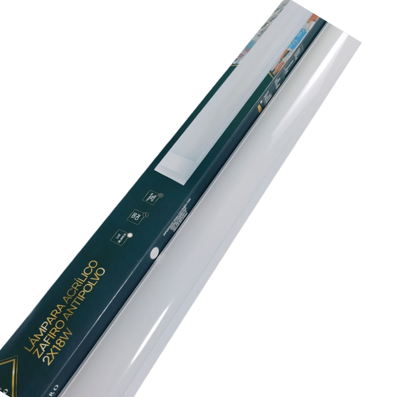 LAMPARA ACRILICO 2X18 ZAFIRO 120CM ANTIPOLVO LUZ BLANCA 2